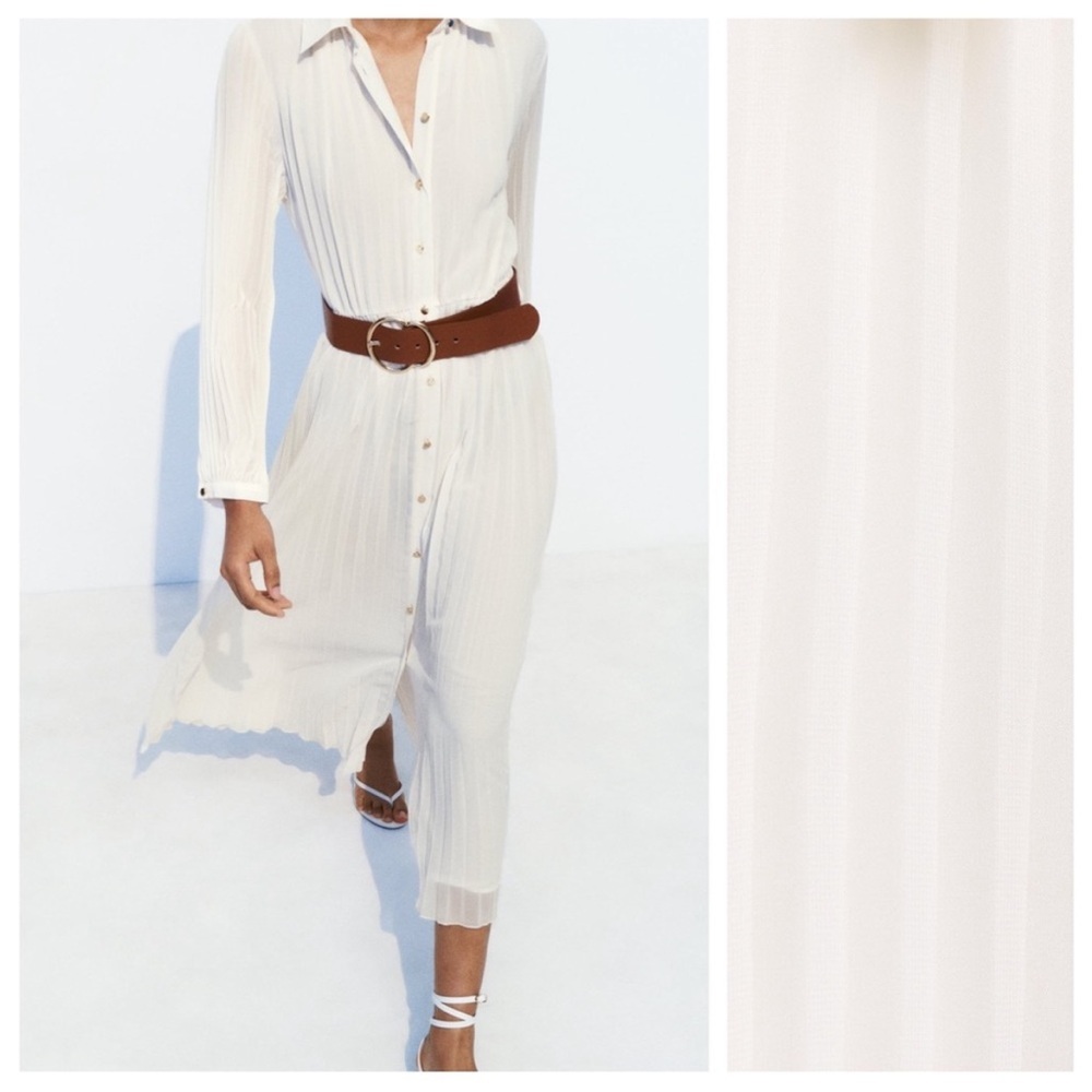New! Zara medium every pleated midi dress with belt. - Picture 6 of 14